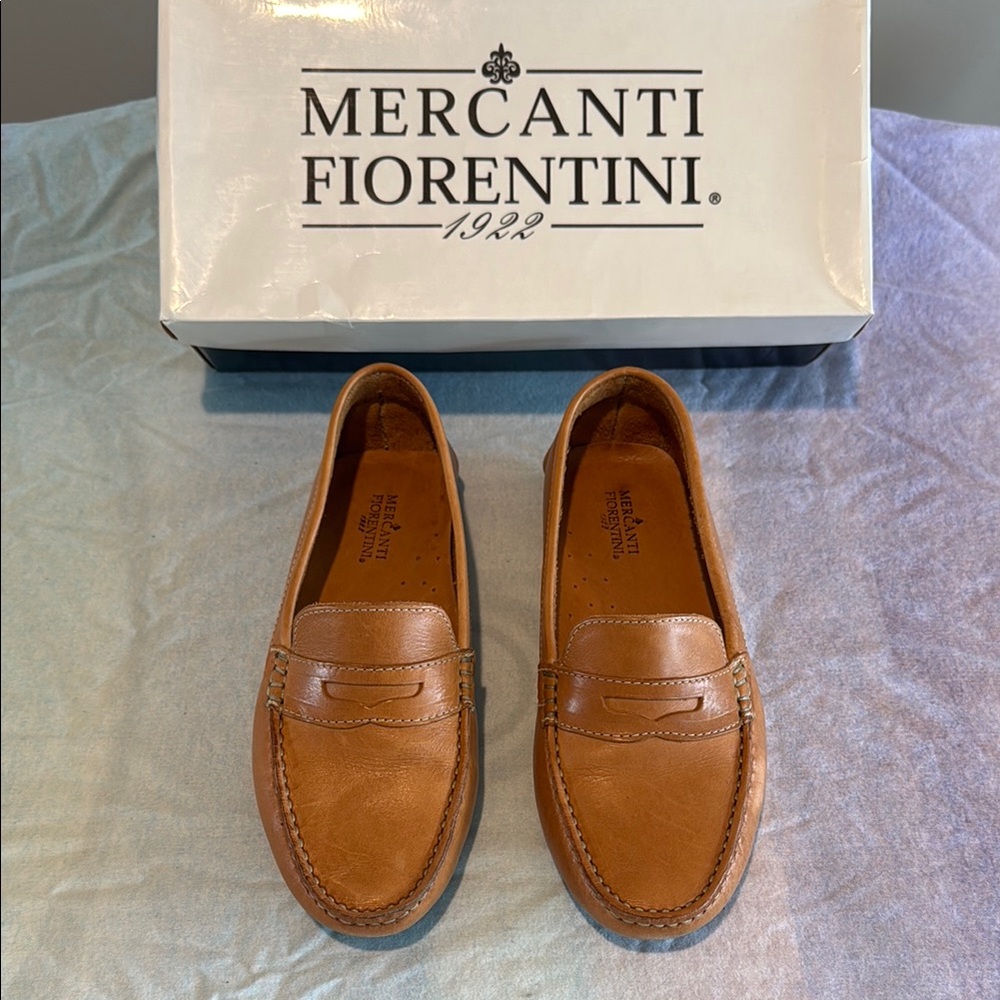 Mercanti Fiorentini Tan Leather Loafers for women size 8